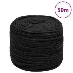 vidaXL Boat Rope Full Black 8 mm 50 m Polypropylene