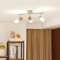 Lindby Christoph wooden spotlight, 3-bulb, long