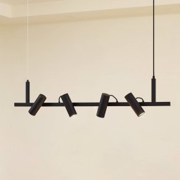 Lucande Lysias pendant light, black, metal, length 120cm