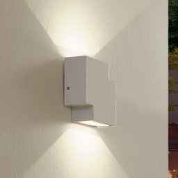 Lindby Fendir LED outdoor wall light, white, aluminium, 10.5 cm