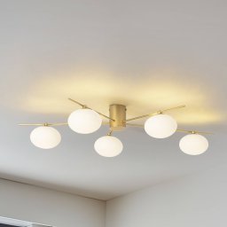 Lindby Valisa ceiling light, gold, 5-bulb