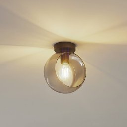 Lindby Roton ceiling light, grey/black, glass, Ø 20 cm