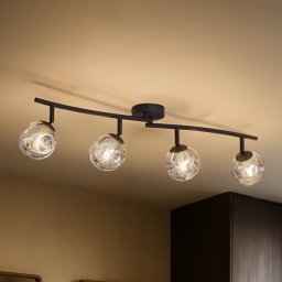 Lindby Valentina ceiling light, grey/black, 4-bulb, glass