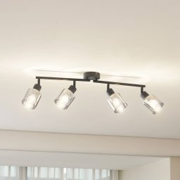Lindby Netty 4-bulb ceiling light, grey, glass