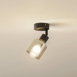 Lindby Netty ceiling light, 1-bulb, grey, glass