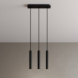 Arcchio Franka LED pendant light, 3-bulb, long, black, aluminium