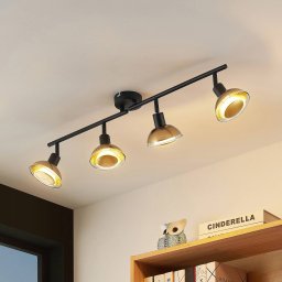 Lindby downlight Erin, black/gold, 4-bulb, glass
