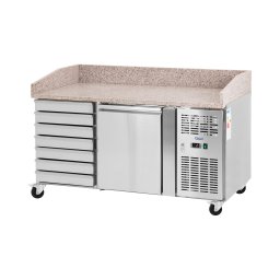 Mobile Saladette Fridge - 165 l - 1 compartment - 7 drawers - 151 x 80 cm - class B - stainless steel - Royal Catering