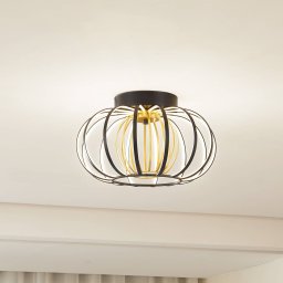 Lucande LED ceiling light Birger, Ø 39cm, black/gold