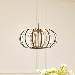 Lucande Birger LED pendant light, Ø 39cm, black/gold