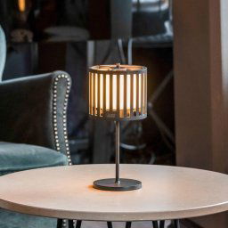 Konstsmide Bottle LED table lamp, black, aluminium, IP54, dimmable, CCT