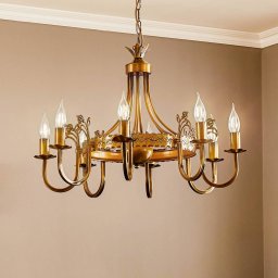 Jupiter Castle chandelier, light patina, 8-bulb