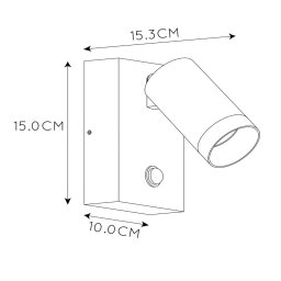 Lucide Outdoor wall spotlight Taylor Sensor, 1-bulb white