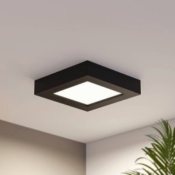 Prios LED ceiling lamp Alette, black, 12 W, CCT, dimmable