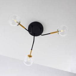 Jupiter Burano ceiling light, 3-bulb, black, glass, 31 cm high, G9
