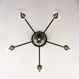 Jupiter Figaro ceiling light, 6-bulb, black, glass, 34 cm high, G9
