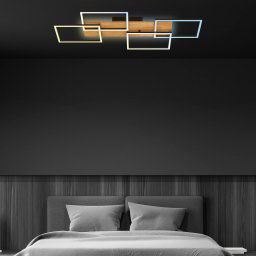 Briloner Cornice LED ceiling light, 95x41cm, wood, remote control
