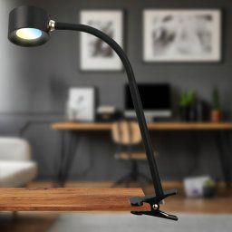 Briloner LED clip-on light Tari, black, CCT, touch dimmer, USB
