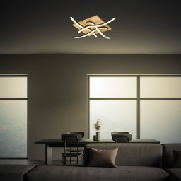 Briloner LED ceiling light Vinka, 4-bulb, 47x47 cm, wood-coloured