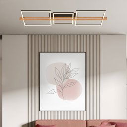 Briloner Moldura LED ceiling light, 108x35 cm, wood, metal, black