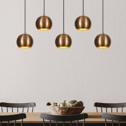 Opviq Sivani MR-1000 pendant light, antique gold, iron, 5-bulb