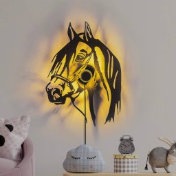 Opviq Horse wall light, black, metal, 57 x 41 cm, plug cable