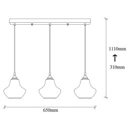 Opviq Pendant light Gold 052, gold-transparent, glass 3-bulb long