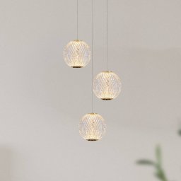 Lucide Cintra LED pendant light, Ø 25 cm, transparent/gold, acrylic