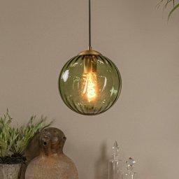 Lucide Monsaraz pendant light, green, Ø 25 cm, glass, 1-bulb
