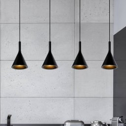 Lucide Hanging light Gipsy. black, plaster, 120 cm, 4-bulb