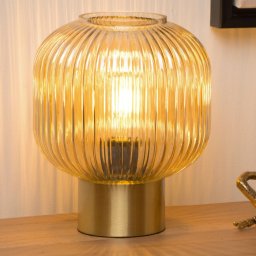Lucide Maloto glass table lamp, amber/ gold, Ø 20 cm, E27