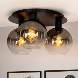 Lucide Marius ceiling light, black, Ø 50 cm, glass, 3-bulb