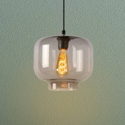 Lucide Medine pendant light, smoke grey, Ø 25 cm, glass, 1-bulb