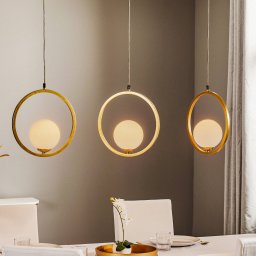 Eko-Light Vienna pendant light, opal glass, brass, 3-bulb