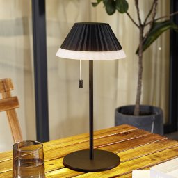 Lindby LED table lamp Ilvi, black, aluminium, Ø 17.5 cm