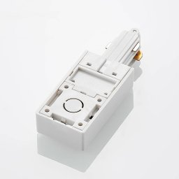 Lindby Linaro end power feed, white, single-circuit track lighting system