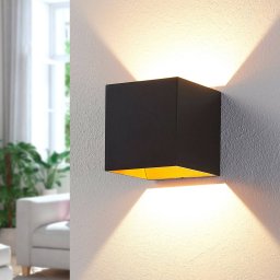 Arcchio LED wall lamp Zuzana, angular, black, 10 cm wide