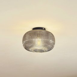 Lindby Hildur ceiling light, Ø 25 cm, smoky grey, glass