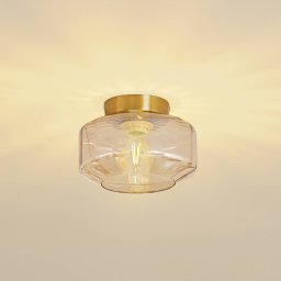 Lindby Hildur ceiling light, amber, glass, Ø 22 cm