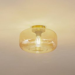 Lindby Hildur ceiling light, Ø 28.5 cm, amber, glass