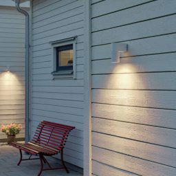 Konstsmide Temi outdoor wall lamp, white, width 11 cm, aluminium