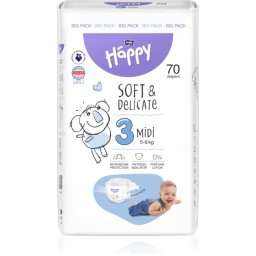 BELLA Baby Happy Soft&Delicate disposable nappies with absorbent channels Midi 5-9 kg 70 pc