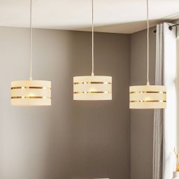 HELAM Helen linear pendant light, white-gold, 3-bulb