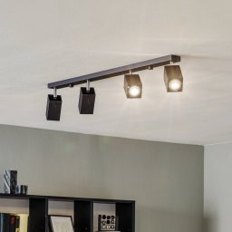 SOLLUX LIGHTING Ceiling spotlight Square, black, 4-bulb linear