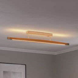 Quitani LED ceiling light Kiera, oak/nickel, 38W