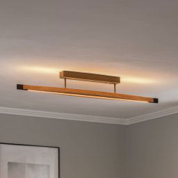Quitani LED ceiling light Kiera, oak/black, 38W