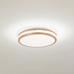 Lindby LED ceiling lamp Emiva, Ø 39.5 cm, CCT, wood