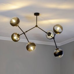 EMIBIG LIGHTING Nova ceiling light, black/clear, 6-bulb
