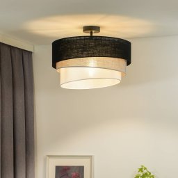 Euluna Trio ceiling lamp, black/grey/white, textile, Ø 45 cm
