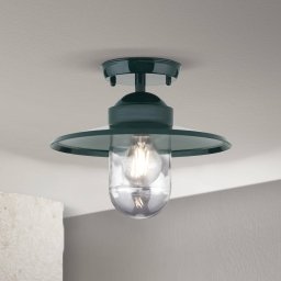 ORION Edward outdoor ceiling lamp, green, Ø 27.5 cm, aluminium/glass
